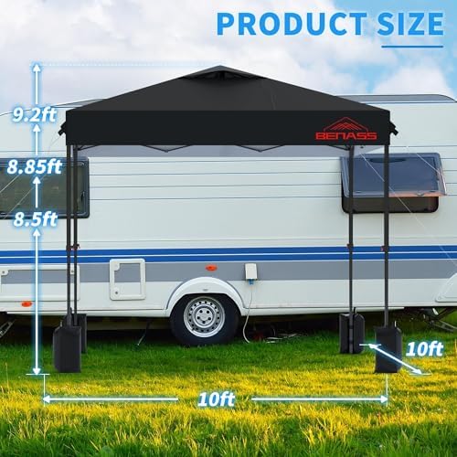 10x10 Pop Up Canopy Tent with 3 Sidewalls, Black in Black, alternate view 3