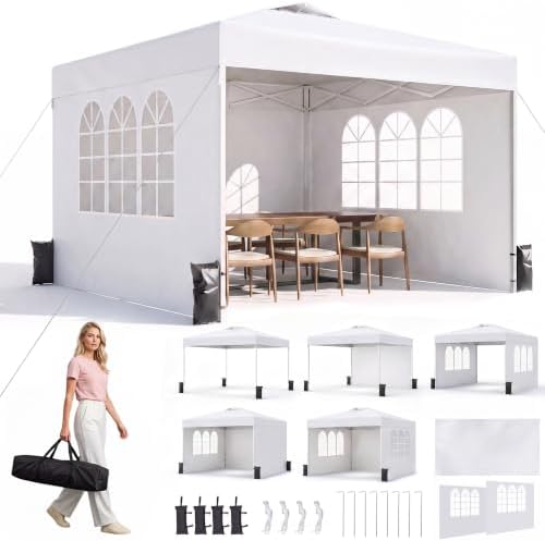 10x10 Pop Up Canopy Tent with 3 Sidewalls & Double Roof Vents