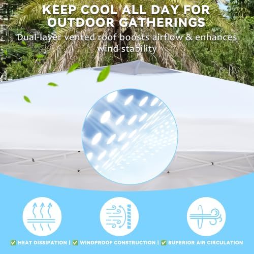 10x10 Pop Up Canopy Tent with 3 Sidewalls & Double Roof Vents, alternate view 3