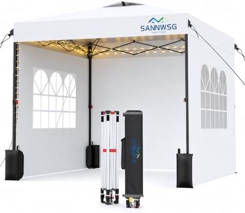 10X10 Pop Up Canopy Tent with 3 Sidewalls, Easy Up Canopy, Commercial Instant Shelter, Heavy Duty One Person Set