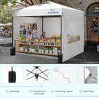 10X10 Pop Up Canopy Tent with 3 Sidewalls, Easy Up Canopy, Commercial Instant Shelter, Heavy Duty One Person Set, alternate