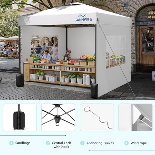 10X10 Pop Up Canopy Tent with 3 Sidewalls, Easy Up Canopy, Commercial Instant Shelter, Heavy Duty One Person Set, alternate