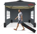 10x10 Pop Up Canopy Tent with 3 Sidewalls, Grey in Grey