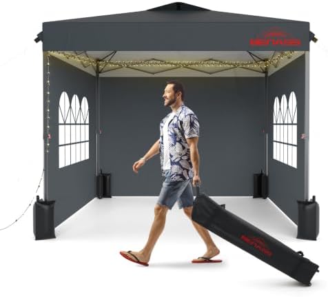 10x10 Pop Up Canopy Tent with 3 Sidewalls, Grey in Grey