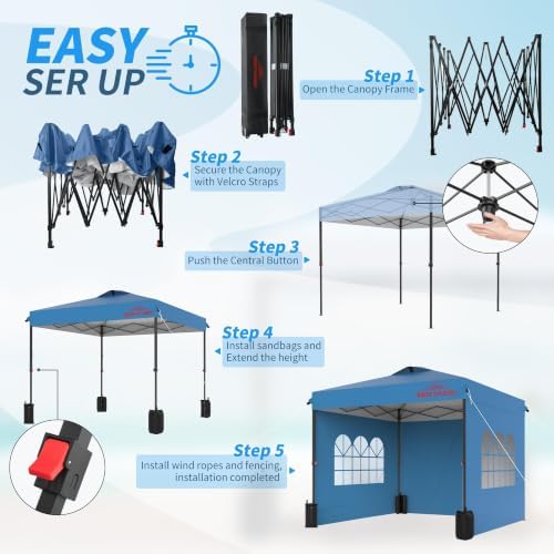 10x10 Pop Up Canopy Tent with 3 Sidewalls, Light Blue in Light Blue, alternate view 6