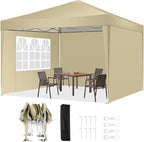 10x10 Pop Up Canopy Tent with 3 Sidewalls Party Tents for Parties Weddings Backyard Waterproof Outdoor