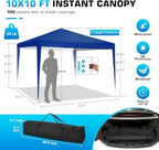 10x10 Pop Up Canopy Tent with 3 Sidewalls Party Tents for Parties Weddings Backyard Waterproof Outdoor, alternate view 3