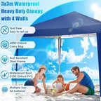 10x10 Pop Up Canopy Tent with 3 Sidewalls Party Tents for Parties Weddings Backyard Waterproof Outdoor, alternate view 5
