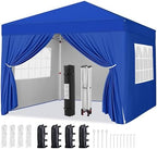 10x10 Pop Up Canopy Tent with 4 Removable Sidewalls, Blue in Blue