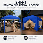 10x10 Pop Up Canopy Tent with 4 Removable Sidewalls, Blue in Blue, alternate view 2