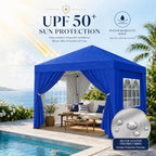 10x10 Pop Up Canopy Tent with 4 Removable Sidewalls, Blue in Blue, alternate view 3