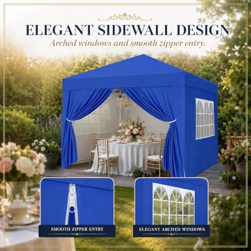 10x10 Pop Up Canopy Tent with 4 Removable Sidewalls, Blue in Blue, alternate view 5