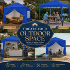 10x10 Pop Up Canopy Tent with 4 Removable Sidewalls, Blue in Blue, alternate view 6