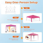 10x10 Pop Up Canopy Tent with 4 Removable Sidewalls, Heavy Duty Waterproof Party Tent with Church Windows, Pink, alternate