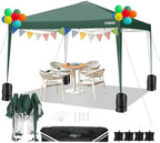 10x10 Pop Up Canopy Tent with 4 Sandbags, Easy Set Up Gazebo, Instant Outdoor Sun Shade &Waterproof Canopy with