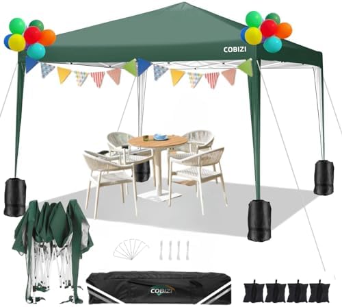 10x10 Pop Up Canopy Tent with 4 Sandbags, Easy Set Up Gazebo, Instant Outdoor Sun Shade &Waterproof Canopy with