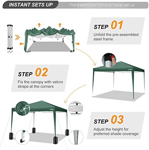 10x10 Pop Up Canopy Tent with 4 Sandbags, Easy Set Up Gazebo, Instant Outdoor Sun Shade &Waterproof Canopy with, alternate