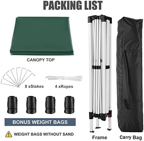 10x10 Pop Up Canopy Tent with 4 Sandbags, Easy Set Up Gazebo, Instant Outdoor Sun Shade &Waterproof Canopy with, alternate