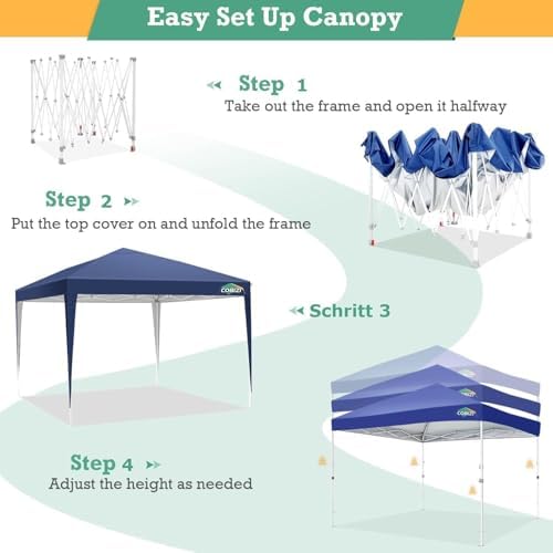 10x10 Pop Up Canopy Tent with 4 Sandbags, Easy Set Up Gazebo, Instant Outdoor Sun Shade &Waterproof Canopy with, alternate