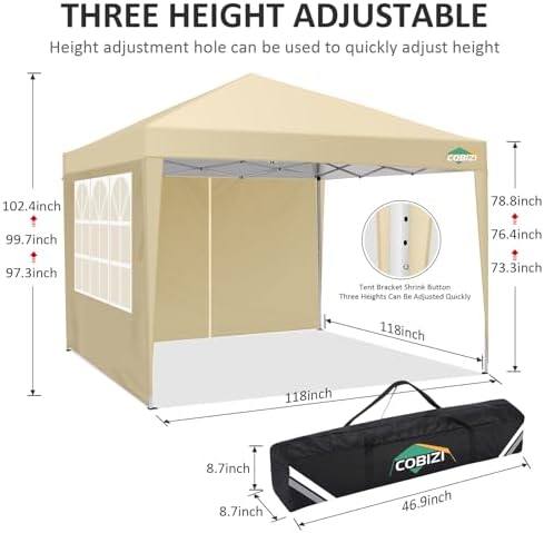 10x10 Pop Up Canopy Tent with 4 Sidewalls,10x10 Easy Up Waterproof Canopy Tents for Parties Camping Exhibition, alternate