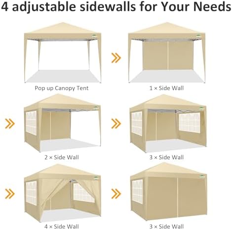 10x10 Pop Up Canopy Tent with 4 Sidewalls,10x10 Easy Up Waterproof Canopy Tents for Parties Camping Exhibition, alternate