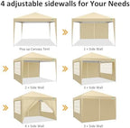 10x10 Pop Up Canopy Tent with 4 Sidewalls,10x10 Easy Up Waterproof Canopy Tents for Parties Camping Exhibition, alternate