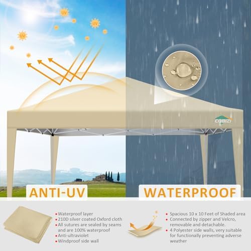10x10 Pop Up Canopy Tent with 4 Sidewalls,10x10 Easy Up Waterproof Canopy Tents for Parties Camping Exhibition, alternate