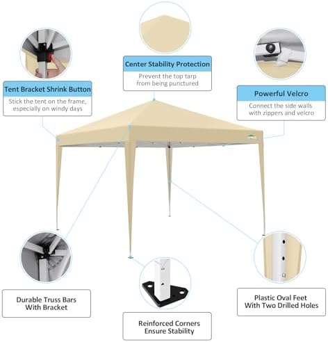 10x10 Pop Up Canopy Tent with 4 Sidewalls,10x10 Easy Up Waterproof Canopy Tents for Parties Camping Exhibition, alternate