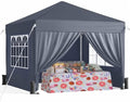10x10 Pop Up Canopy Tent with 4 Sidewalls, Dark Grey in Dark Grey