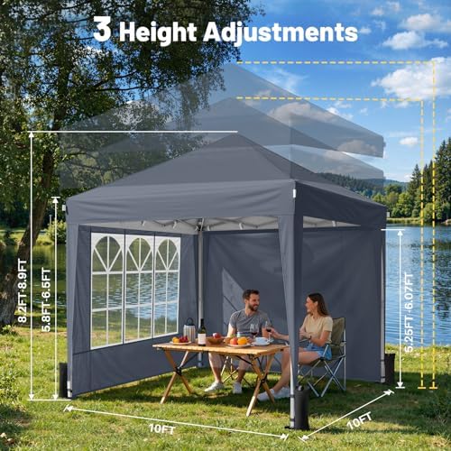 10x10 Pop Up Canopy Tent with 4 Sidewalls, Dark Grey in Dark Grey, alternate view 3
