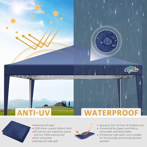 10x10 Pop Up Canopy Tent with 4 Sidewalls, Easy Set up Canopy 10x10 Waterproof Commercial Outdoor Gazebo, alternate view 4