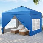 10x10 Pop Up Canopy Tent with 4 Sidewalls, Easy Set up, Outdoor Silver Coated Beach Gazebos, Carpas with 4, alternate view 2