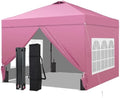10x10 Pop Up Canopy Tent with 4 Sidewalls, Easy Set up, Outdoor Silver Coated Beach Gazebos, Carpas with 4