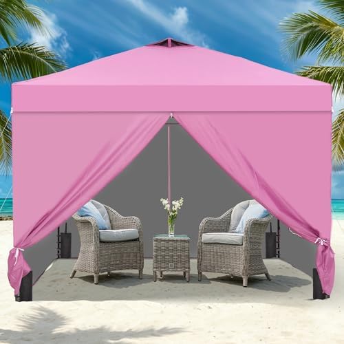 10x10 Pop Up Canopy Tent with 4 Sidewalls, Easy Set up, Outdoor Silver Coated Beach Gazebos, Carpas with 4, alternate view 2