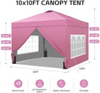 10x10 Pop Up Canopy Tent with 4 Sidewalls, Easy Set up, Outdoor Silver Coated Beach Gazebos, Carpas with 4, alternate view 3