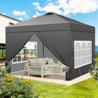 10x10 Pop Up Canopy Tent with 4 Sidewalls, Easy Set up, Outdoor Silver Coated Beach Gazebos, Carpas with 4, alternate view 2