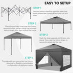 10x10 Pop Up Canopy Tent with 4 Sidewalls, Easy Set up, Outdoor Silver Coated Beach Gazebos, Carpas with 4, alternate view 4