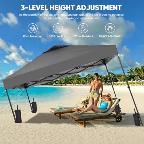 10x10 Pop Up Canopy Tent with 4 Sidewalls, Easy Set up, Outdoor Silver Coated Beach Gazebos, Carpas with 4, alternate view 5