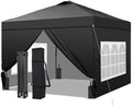 10x10 Pop Up Canopy Tent with 4 Sidewalls, Easy Set up, Outdoor Silver Coated Beach Gazebos, Carpas with 4