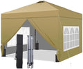 10x10 Pop Up Canopy Tent with 4 Sidewalls, Easy Set up, Outdoor Silver Coated Beach Gazebos, Carpas with 4