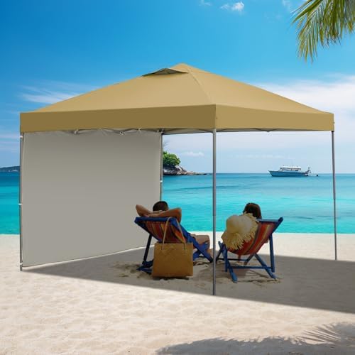 10x10 Pop Up Canopy Tent with 4 Sidewalls, Easy Set up, Outdoor Silver Coated Beach Gazebos, Carpas with 4, alternate view 2
