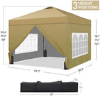 10x10 Pop Up Canopy Tent with 4 Sidewalls, Easy Set up, Outdoor Silver Coated Beach Gazebos, Carpas with 4, alternate view 3