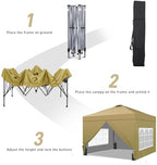 10x10 Pop Up Canopy Tent with 4 Sidewalls, Easy Set up, Outdoor Silver Coated Beach Gazebos, Carpas with 4, alternate view 4