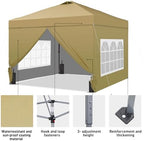 10x10 Pop Up Canopy Tent with 4 Sidewalls, Easy Set up, Outdoor Silver Coated Beach Gazebos, Carpas with 4, alternate view 5