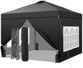 10x10 Pop Up Canopy Tent with 4 Sidewalls, Easy Set up with One Push Lift Outdoor Silver Coated Beach Gazebos