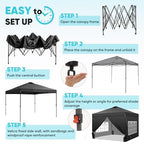 10x10 Pop Up Canopy Tent with 4 Sidewalls, Easy Set up with One Push Lift Outdoor Silver Coated Beach Gazebos, alternate view