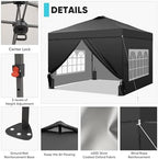 10x10 Pop Up Canopy Tent with 4 Sidewalls, Easy Set up with One Push Lift Outdoor Silver Coated Beach Gazebos, alternate view