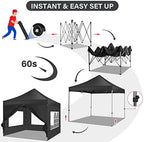 10x10 Pop Up Canopy Tent with 4 Sidewalls, Heavy Duty Canopy, Black in Black, alternate view 5