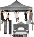 10x10 Pop Up Canopy Tent with 4 Sidewalls, Heavy Duty Canopy, Gray in Gray