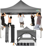 10x10 Pop Up Canopy Tent with 4 Sidewalls, Heavy Duty Canopy, Gray in Gray